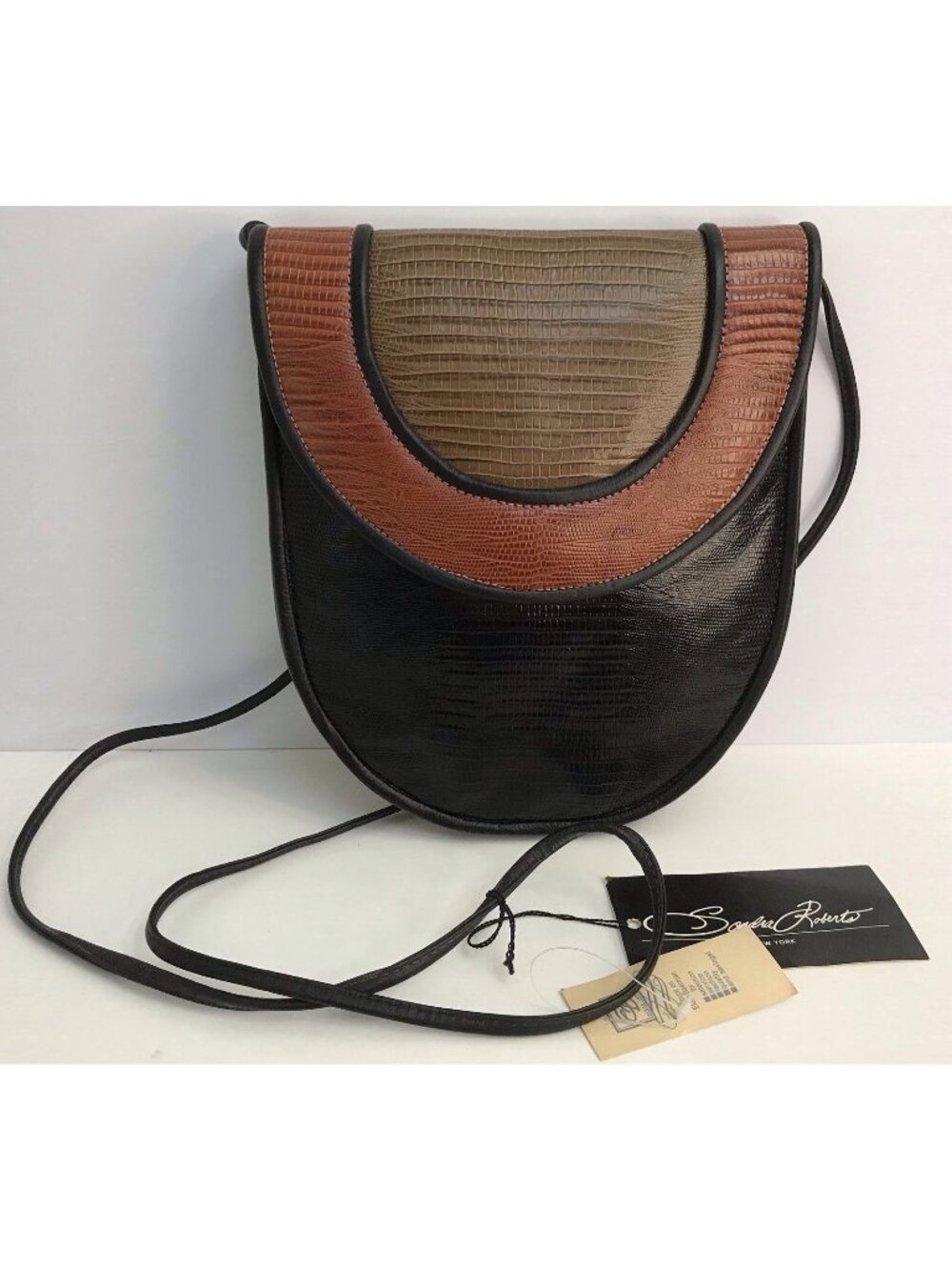 Vintage Sondra Roberts Multi Lizard Leather Purse Crossbody Bag